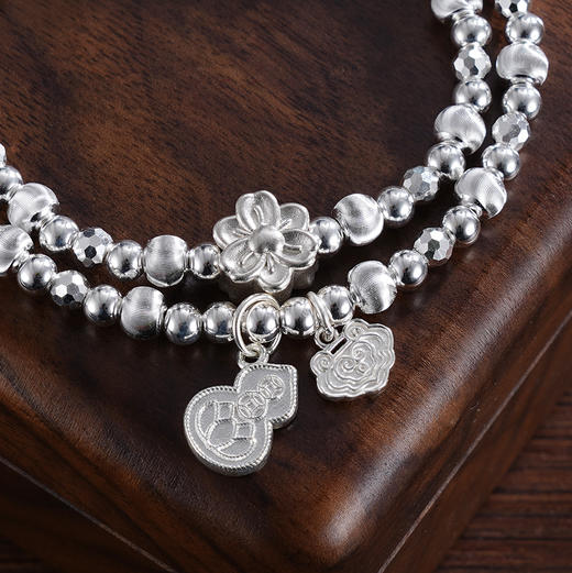 子佩集S999银【戴花来福】手串【SC001205】纯银手链双层2411 商品图2