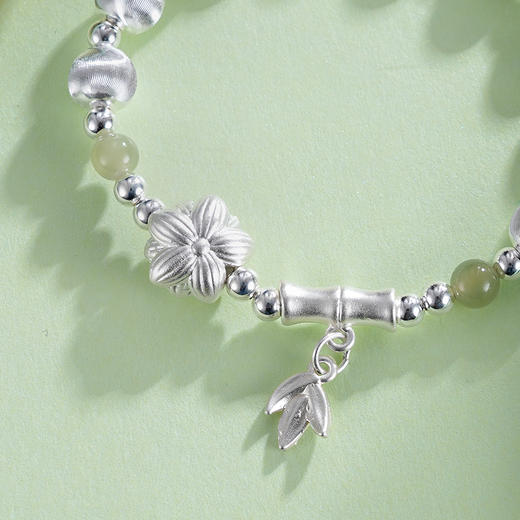 子佩集S999银【清莲雅韵】手串【SC001200】纯银手链绿色2411 商品图4