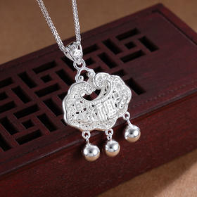 子佩集S990银【福财双至】套链【CMSTL002】纯银儿童锁项链2411