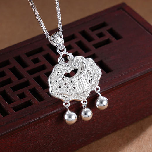 子佩集S990银【福财双至】套链【CMSTL002】纯银儿童锁项链2411 商品图1