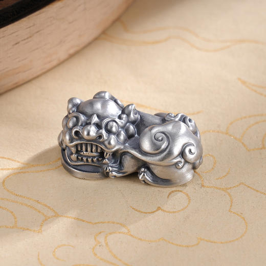 子佩集S999银【貔貅齐护】钥匙扣【DZ1052】纯银小摆件原创作品仿古(单只)2411 商品图1