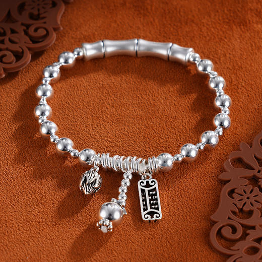 子佩集S925银【一念清心】手串【TSB0001-44】纯银手链竹节算盘荷花苞2411 商品图3