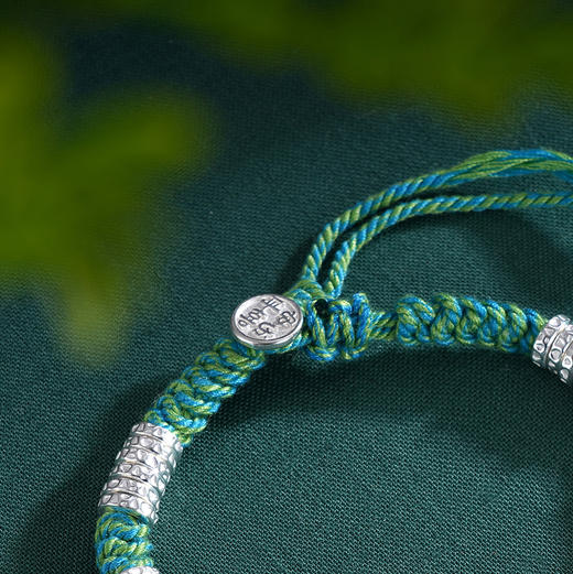 子佩集S925银【锦绣花羽】手串【TSB0002-3】纯银手链串珠钱串绿腰缠万贯盘缠盘缠2411 商品图3