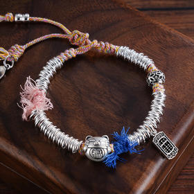 子佩集S925银【招财福猫】手串【TSB0002-4】纯银手链串珠钱币手链腰缠万贯盘缠盘缠2411