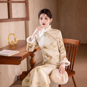 2024年冬季新款改良旗袍日常年轻款修身加绒可爱国风旗袍XL1171