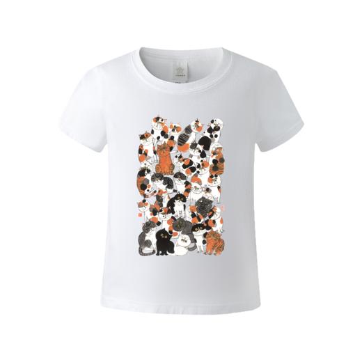 薛继业水墨猫画 创意国潮儿童款新疆长绒棉短袖印花T恤男女圆领T 商品图8