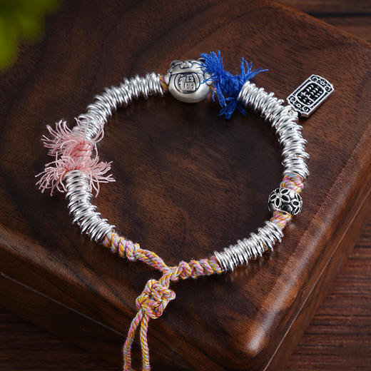 子佩集S925银【招财福猫】手串【TSB0002-4】纯银手链串珠钱币手链腰缠万贯盘缠盘缠2411 商品图2