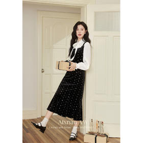 鹿向南「奶油千金」系带立衬衫背心裙套装2024秋高级时尚两件套女