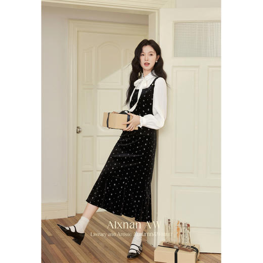 鹿向南「奶油千金」系带立衬衫背心裙套装2024秋高级时尚两件套女 商品图0