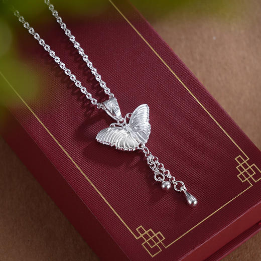 子佩集S990银【蓝翼仙蝶】套链【MXTL026】纯银珐琅彩花丝项链蝴蝶2411 商品图2