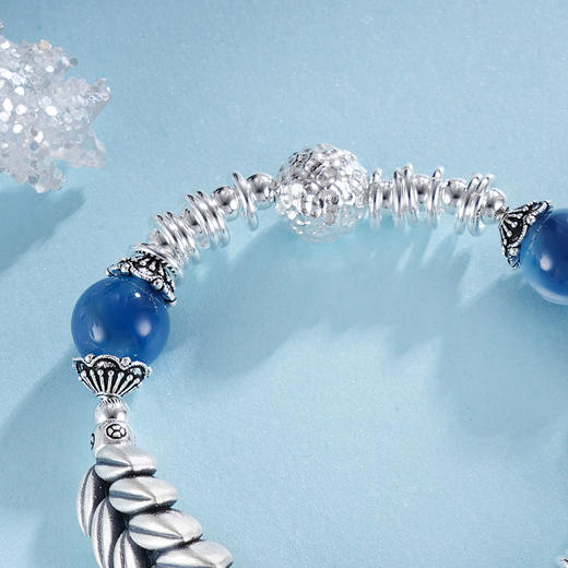 子佩集S925银【岁岁福生】手串【TSB0001-39】纯银手链糖心玛瑙麦穗福字蓝2411 商品图3