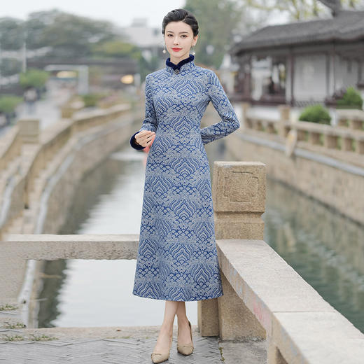 加厚祥云显瘦奥黛，妈妈中式改良旗袍 SC18451 商品图2