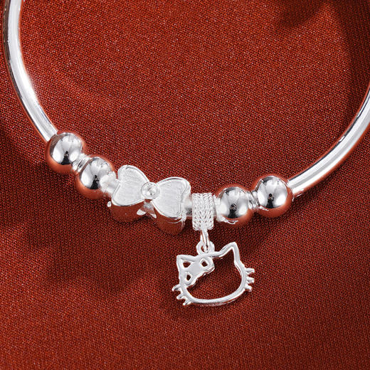 子佩集S999银【福气猫咪】童镯【WT000131-1】纯银儿童猫咪2411 商品图2