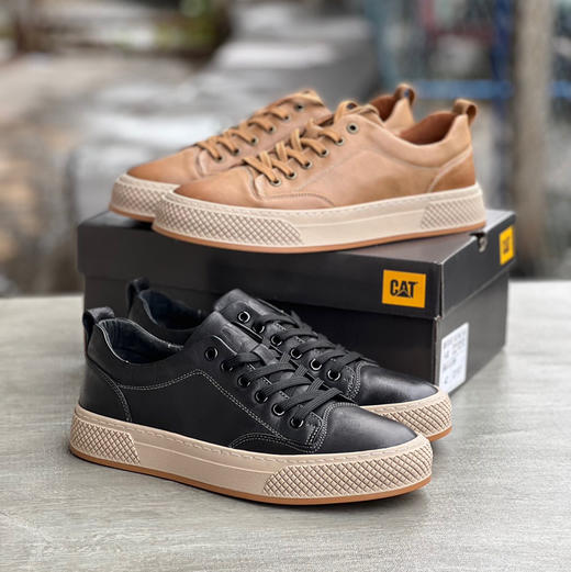 CAT卡特男鞋头层牛皮休闲板鞋 商品图0