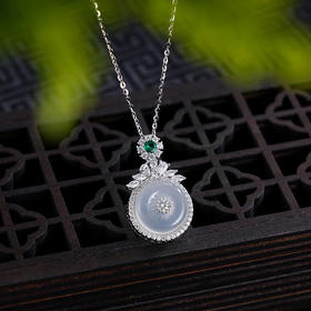 子佩集S925银【秀色氤氲】套链【XL022092】纯银时尚白玉髓项链2411