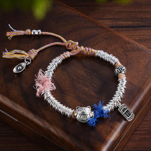 子佩集S925银【招财福猫】手串【TSB0002-4】纯银手链串珠钱币手链腰缠万贯盘缠盘缠2411 商品图3