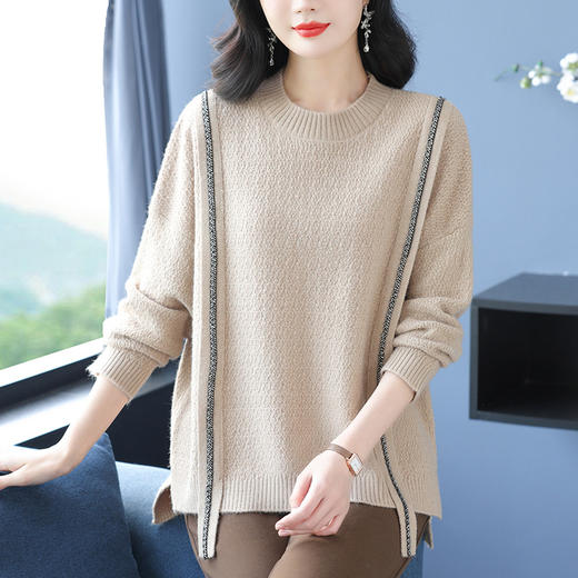 CC 10-6125圆领显瘦韩版不规则减龄针织衫 商品图1
