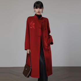 新中式国风红色双面羊绒大衣，新年战袍羊毛呢外套KQ-069612