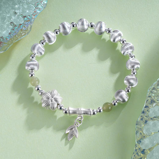 子佩集S999银【清莲雅韵】手串【SC001200】纯银手链绿色2411 商品图3