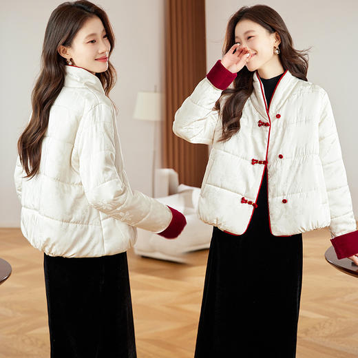 单排扣口袋提花暗纹，羽绒棉服加厚丝绒外套XYSP6037 商品图1