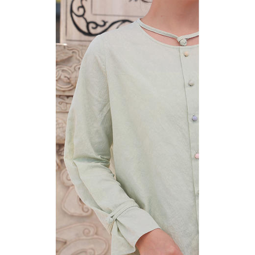 【抖音专属】澜真•新中式衬衣（24710751-海沫绿-结缘款） 商品图2