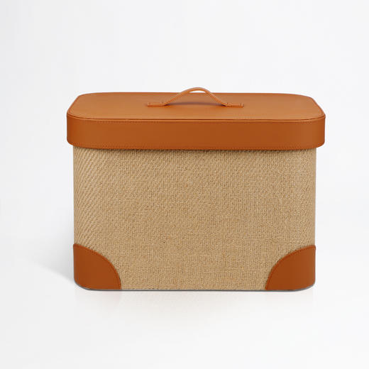 【米白/棕色】娜家皮质方形编织篓 商品图2