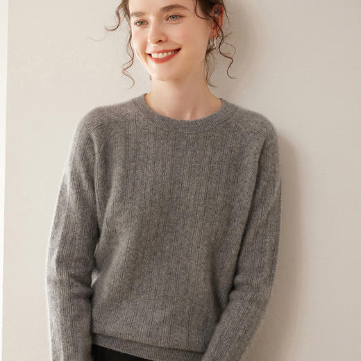 【高货QJ】全新升级【铂金会员367/天猫499/差价132】(31753) 洛诗琳秋冬新款针织打底衫女长袖宽松慵懒风毛衣舒适羊绒衫 商品图3