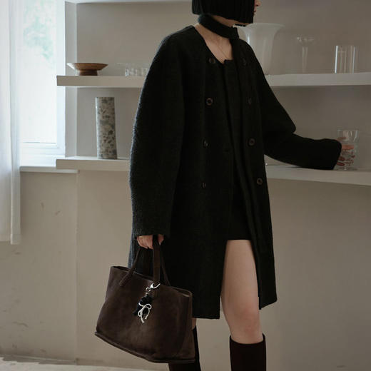 【顺丰包邮】33614 洛诗琳秋冬法式气质苏丽绒中长款毛呢大衣女247623 商品图0