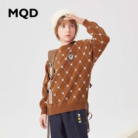 【MQD】童装男大童冬季新款格纹满版毛衣