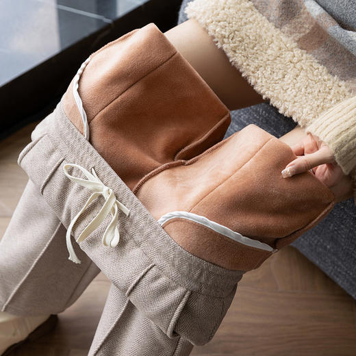 百媚生 加绒高腰外穿冬季阔腿裤保暖加厚拖地裤修身直筒裤6650 商品图8