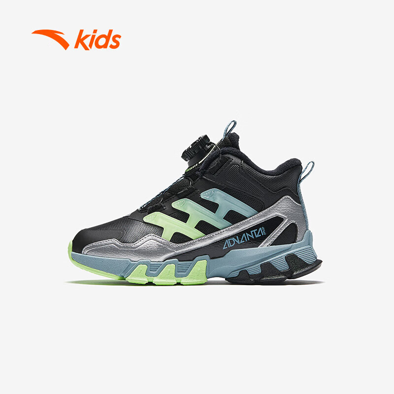 安踏儿童棉鞋男女小童鞋2024冬季加绒保暖棉靴312449974N【男革面】312449974N