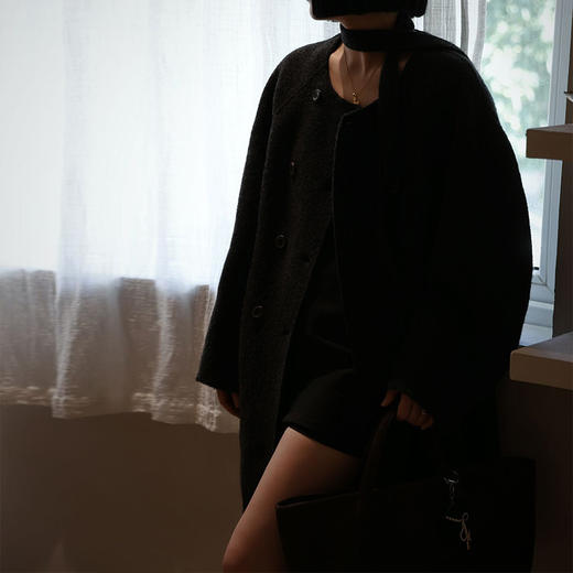 【顺丰包邮】33614 洛诗琳秋冬法式气质苏丽绒中长款毛呢大衣女247623 商品图2