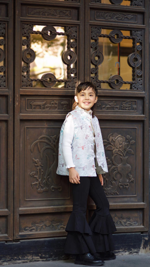 下架|盛唐牡丹|儿童系列|Kids 蝶鲤知趣对襟马甲 商品图2