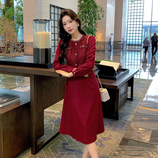 奢姿2024年秋季新款大码女装气质假两件裙子胖妹妹织带拼接连衣裙9943860365 商品图1