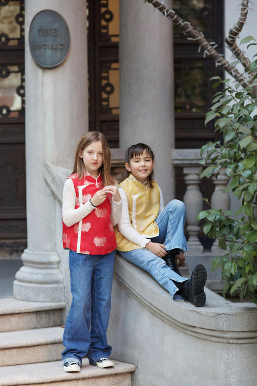 下架|盛唐牡丹|儿童系列|Kids 翩翩起舞斜襟马甲 商品图2