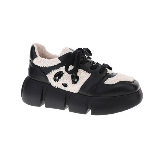 sheme国宝小白系列棉毛拼接熊猫烫钻点缀温暖内里男女同款运动鞋可定制 商品图4