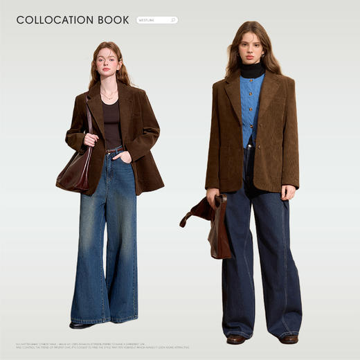 美拉德复古灯芯绒简约气质西装外套女休闲西服V0043990 商品图1