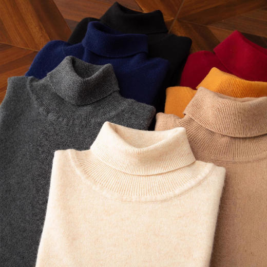 红览 100%纯羊毛衫男士高领宽松套头毛衣NH02 商品图2