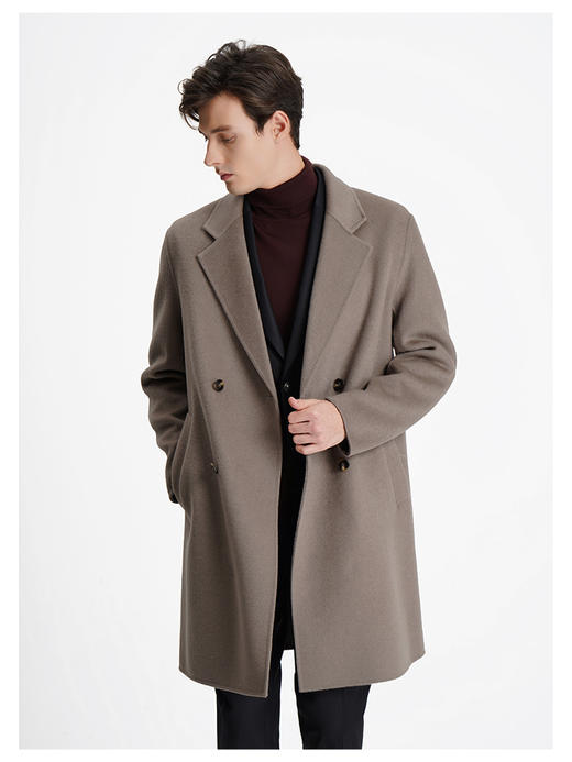 callisto卡其色绵羊毛毛呢大衣 商品图3