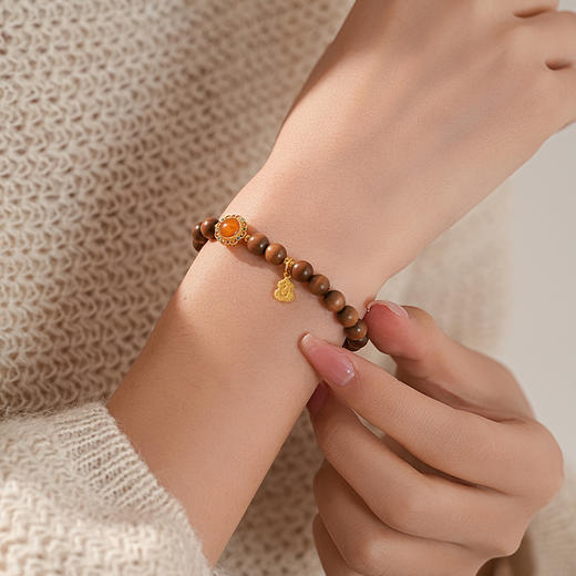 【蜜糖·老山檀蜜蜡手串·带证书】敦煌福泽小众祈福老山檀手串 商品图1