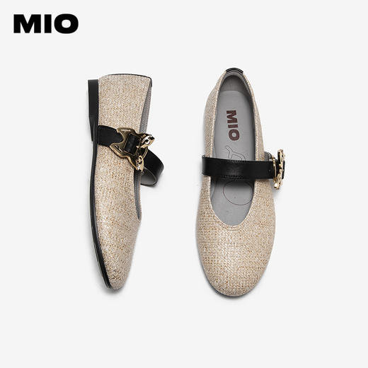 MIO米奥春季新款编织休闲复古玛丽珍鞋蝴蝶金属时尚布面单鞋M251440828 商品图3