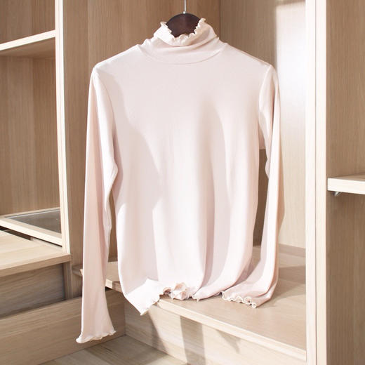 【团购】每年返场 福利品 德国拜耳发热原料 出日本 细绒发热保暖 女士 打底衫 条纹荷叶边 单穿 内搭都好看 商品图7