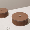【米色/咖色】娜家皮质圆形编织纹储物盒 商品缩略图2