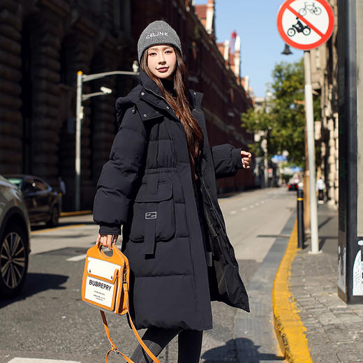 奢姿大码女装2024冬季减龄连帽中长款羽绒服胖妹妹时尚保暖外套734430D079 商品图2