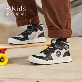 泰兰尼斯kids儿童板鞋冬季新款滑板鞋高帮男童加绒保暖中大童棉鞋T02D3D3327