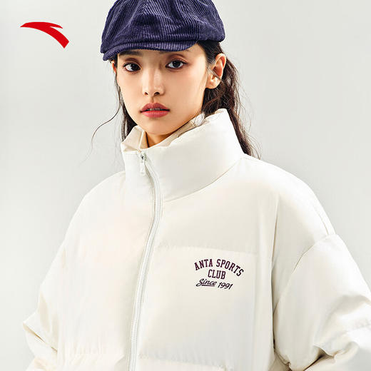 安踏短款休闲羽绒服女子2024冬季新款防风保暖立领棉服外套162448905N 商品图2