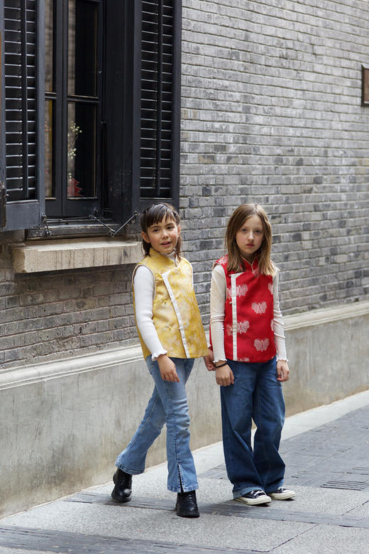 盛唐牡丹|儿童系列|Kids 清明上河图斜襟马甲 商品图3