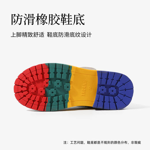 泰兰尼斯秋冬儿童马丁靴加绒保暖中大童鞋防滑低跟女童时尚小皮鞋T04D0D0355 商品图3
