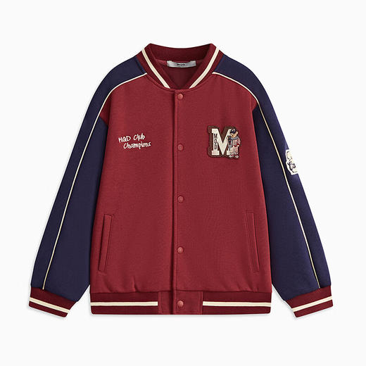 【MQD】童装男大童春新款学院风经典字母撞色棒球领外套 商品图3