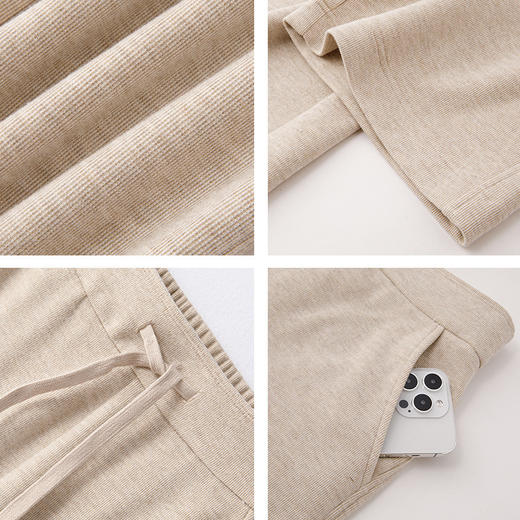 百媚生 含桑蚕丝羊毛阔腿裤女秋冬高腰直筒双面肌理针织长裤WS-534 商品图3